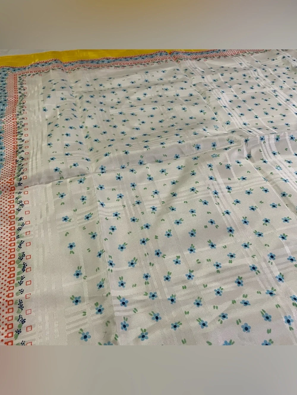 Yellow Border Floral Chiffon Square Fashion Scarf